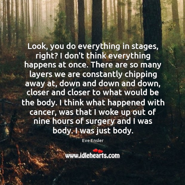 Look, you do everything in stages, right? I don’t think everything happens Image