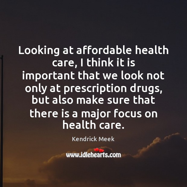 Looking at affordable health care, I think it is important that we Kendrick Meek Picture Quote