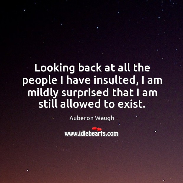 Looking back at all the people I have insulted, I am mildly surprised that I am still allowed to exist. Image