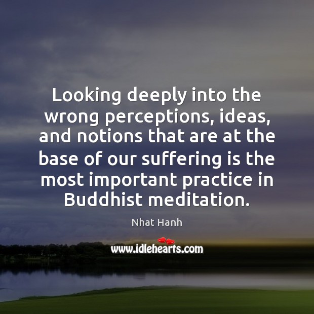 Looking deeply into the wrong perceptions, ideas, and notions that are at Nhat Hanh Picture Quote