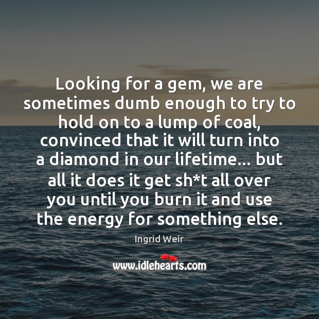 Looking for a gem, we are sometimes dumb enough to try to Ingrid Weir Picture Quote