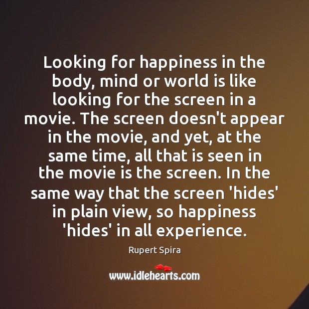Looking for happiness in the body, mind or world is like looking Rupert Spira Picture Quote