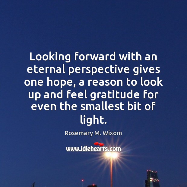 Looking forward with an eternal perspective gives one hope, a reason to Rosemary M. Wixom Picture Quote