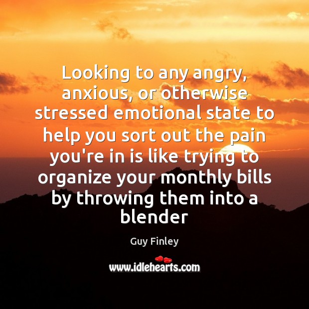 Looking to any angry, anxious, or otherwise stressed emotional state to help Guy Finley Picture Quote