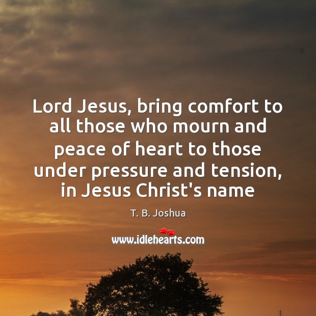 Lord Jesus, bring comfort to all those who mourn and peace of T. B. Joshua Picture Quote