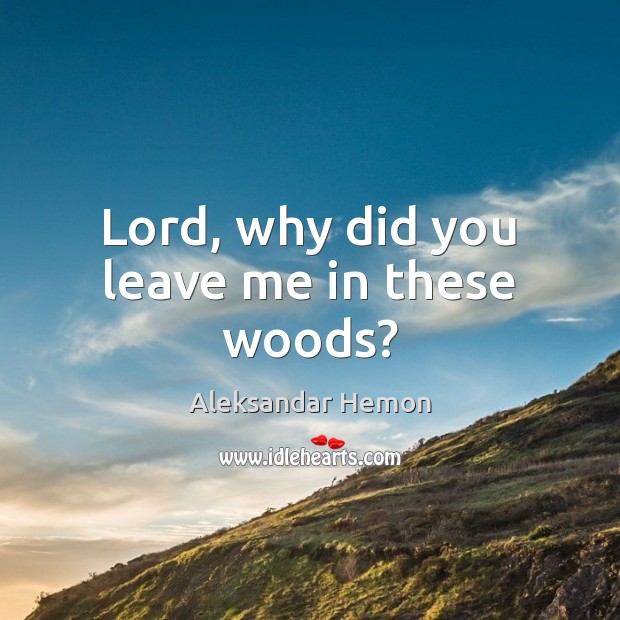 Lord, why did you leave me in these woods? Aleksandar Hemon Picture Quote