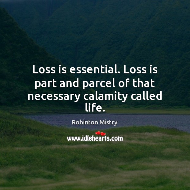 Loss is essential. Loss is part and parcel of that necessary calamity called life. Image