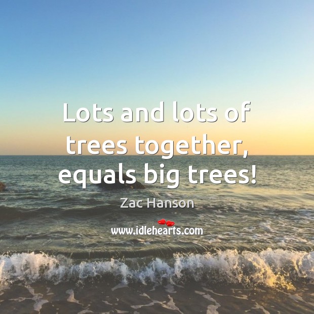 Lots and lots of trees together, equals big trees! Zac Hanson Picture Quote