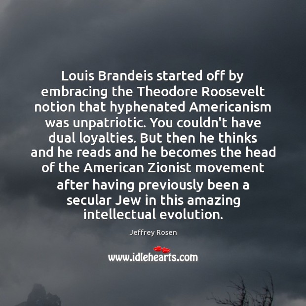 Louis Brandeis started off by embracing the Theodore Roosevelt notion that hyphenated Image