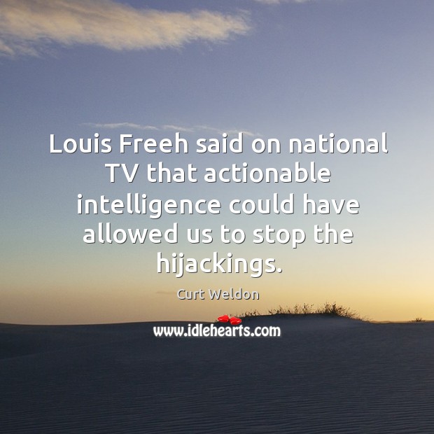 Louis freeh said on national tv that actionable intelligence could have allowed us to stop the hijackings. Image