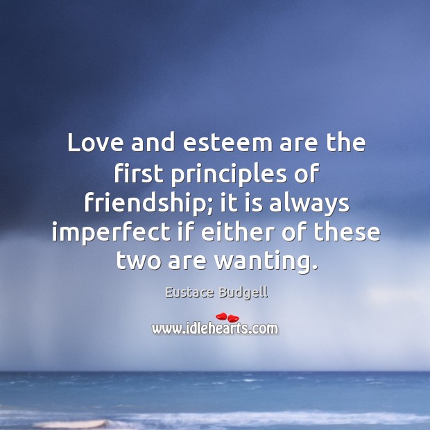 Love and esteem are the first principles of friendship; it is always imperfect if either of these two are wanting. Image
