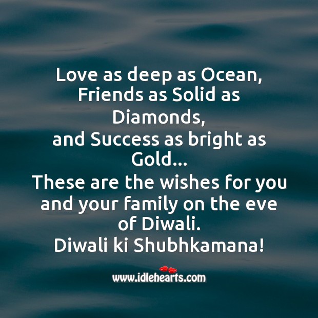Love as deep as ocean Diwali Messages Image