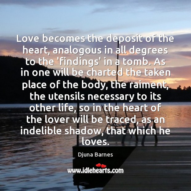 Love becomes the deposit of the heart, analogous in all degrees to Image