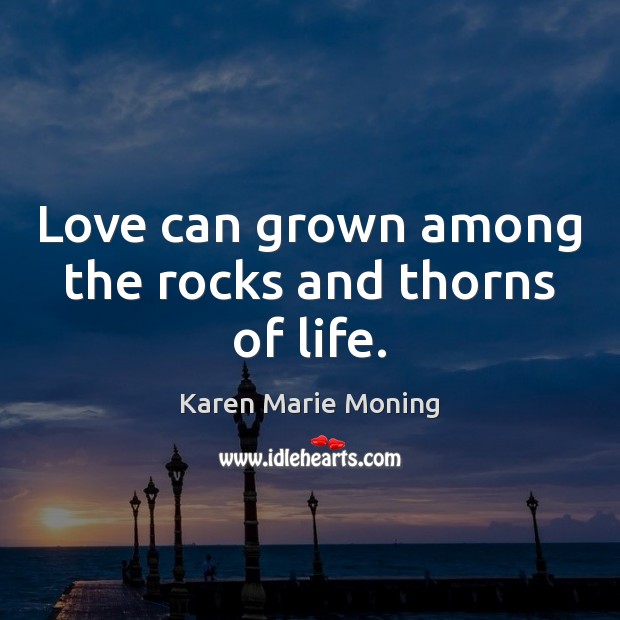 Love can grown among the rocks and thorns of life. Karen Marie Moning Picture Quote
