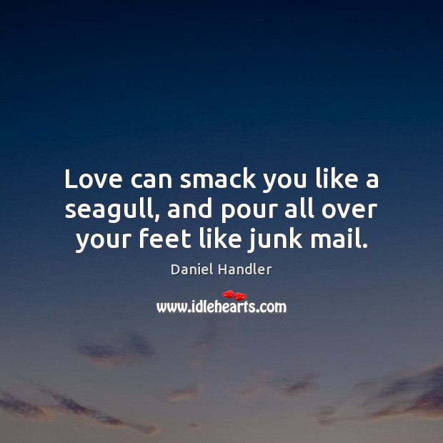 Love can smack you like a seagull, and pour all over your feet like junk mail. Image
