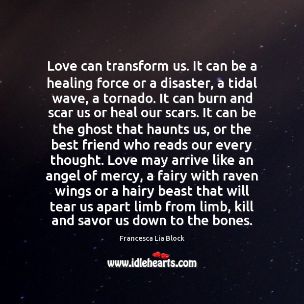 Love can transform us. It can be a healing force or a Francesca Lia Block Picture Quote