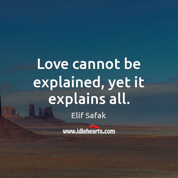 Love cannot be explained, yet it explains all. Elif Safak Picture Quote