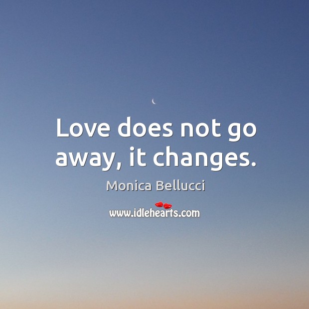 Love does not go away, it changes. Monica Bellucci Picture Quote