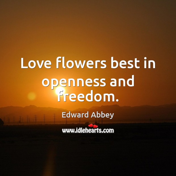 Love flowers best in openness and freedom. Image