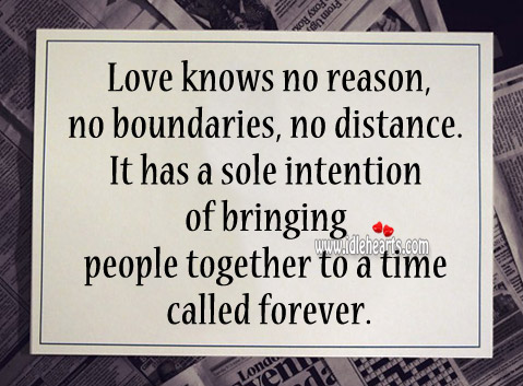 Love has a sole intention of bringing people together Image