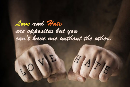 Love and hate coexist Love and Hate Quotes Image
