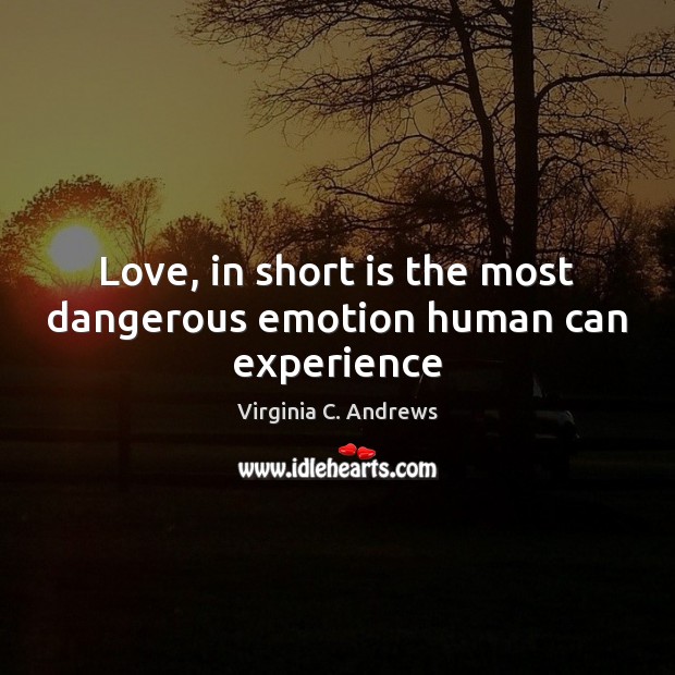 Love, in short is the most dangerous emotion human can experience Virginia C. Andrews Picture Quote