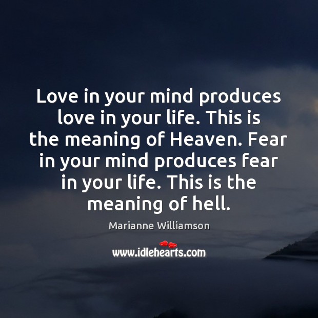 Love in your mind produces love in your life. This is the Image