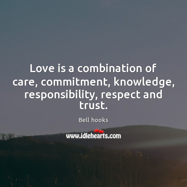 Love is a combination of care, commitment, knowledge, responsibility, respect and trust. Bell hooks Picture Quote