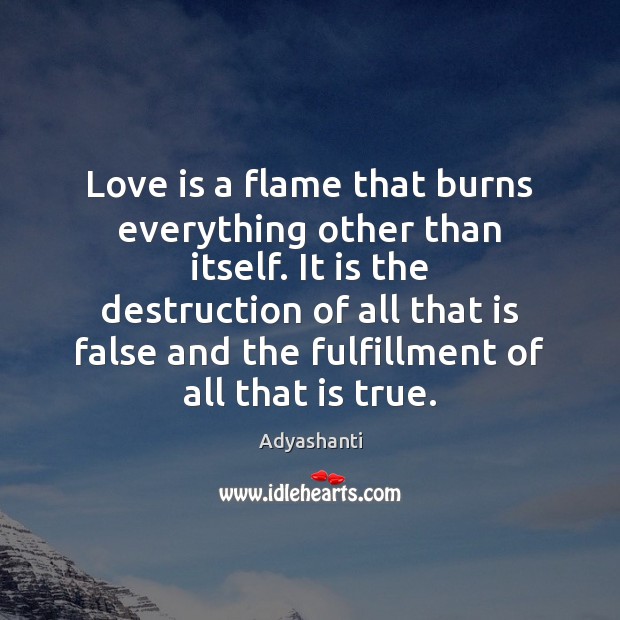 Love is a flame that burns everything other than itself. It is Adyashanti Picture Quote