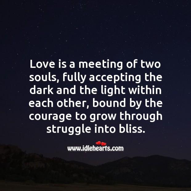 Love is a meeting of two souls. Beautiful Love Quotes Image