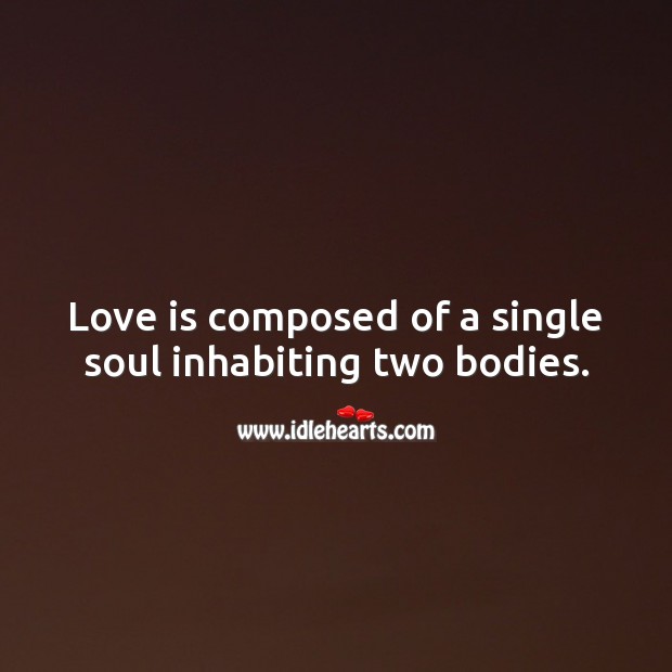 Love is a single soul inhabiting two bodies. 