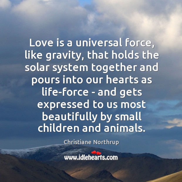 Love is a universal force, like gravity, that holds the solar system Love Is Quotes Image