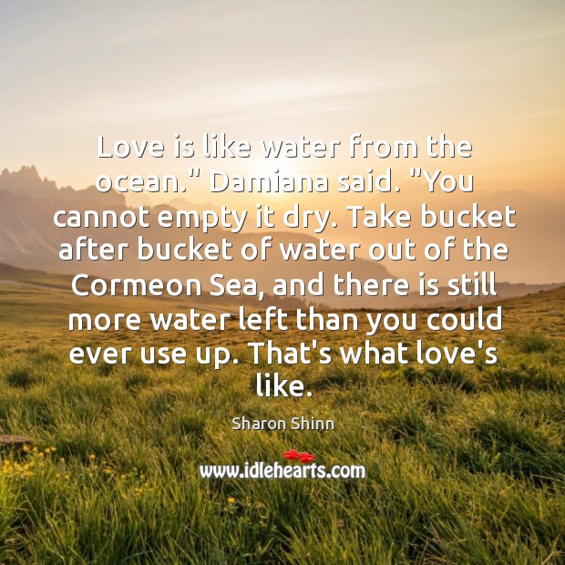 Love is like water from the ocean.” Damiana said. “You cannot empty Love Is Quotes Image