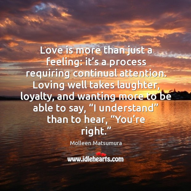 Love is more than just a feeling: it’s a process requiring continual attention. Molleen Matsumura Picture Quote