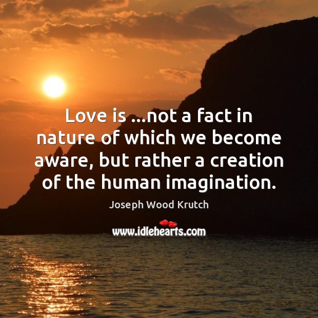 Love is …not a fact in nature of which we become aware, Joseph Wood Krutch Picture Quote
