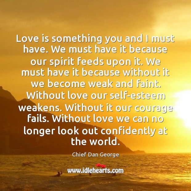 Love is something you and I must have. We must have it Chief Dan George Picture Quote