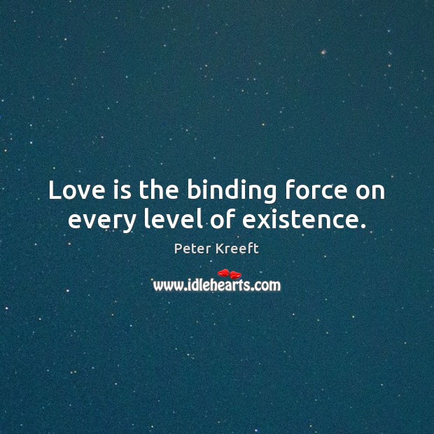 Love is the binding force on every level of existence. Peter Kreeft Picture Quote
