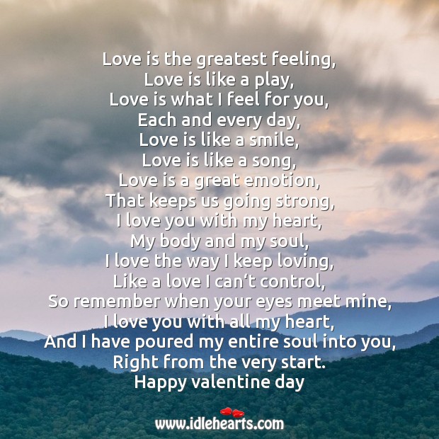 Love is the greatest feeling.. Valentine’s Day Messages Image