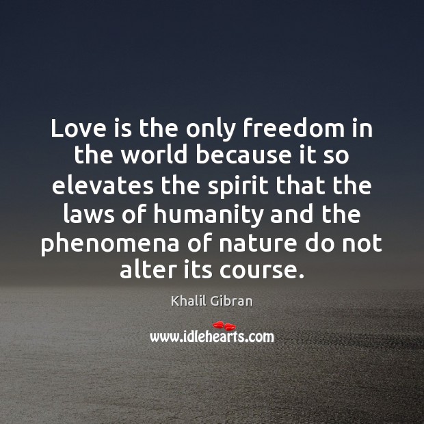 Love is the only freedom in the world because it so elevates Image