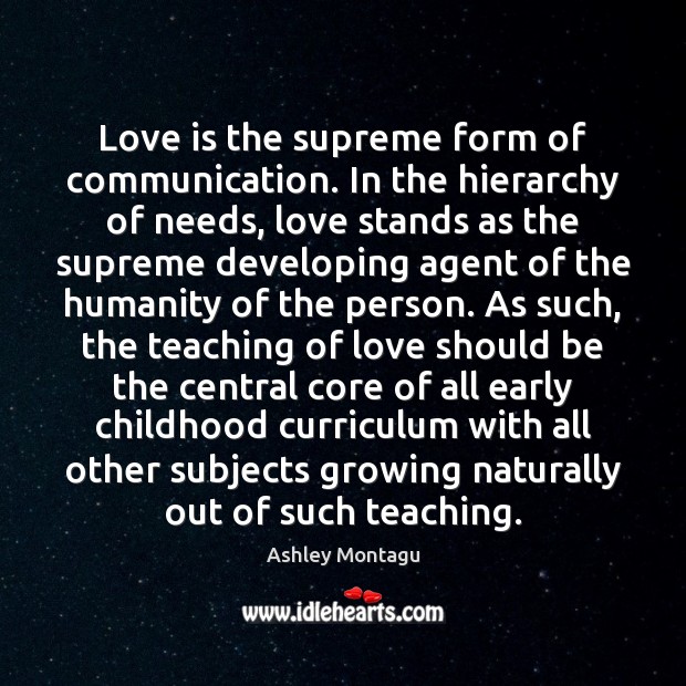 Love is the supreme form of communication. In the hierarchy of needs, Image