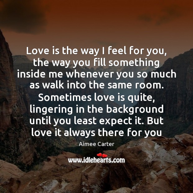 Love is the way I feel for you, the way you fill Aimee Carter Picture Quote