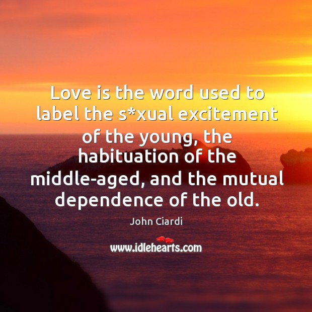 Love is the word used to label the s*xual excitement of the young, the habituation of the John Ciardi Picture Quote