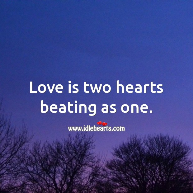 Love is two hearts beating as one. Image