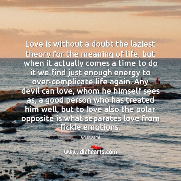 Love is without a doubt the laziest theory for the meaning of Criss Jami Picture Quote