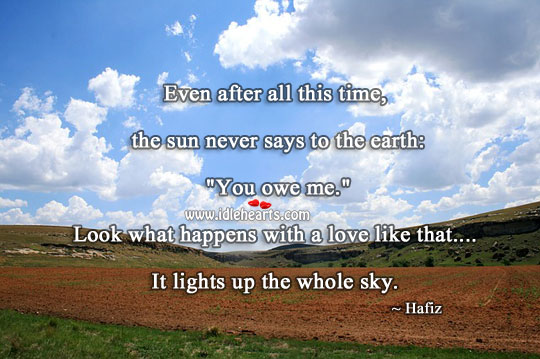 Love lights up the whole sky. Earth Quotes Image