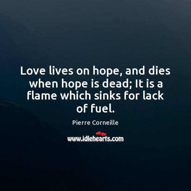 Love lives on hope, and dies when hope is dead; It is Image