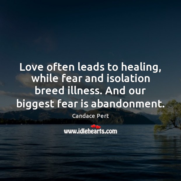 Love often leads to healing, while fear and isolation breed illness. And Candace Pert Picture Quote