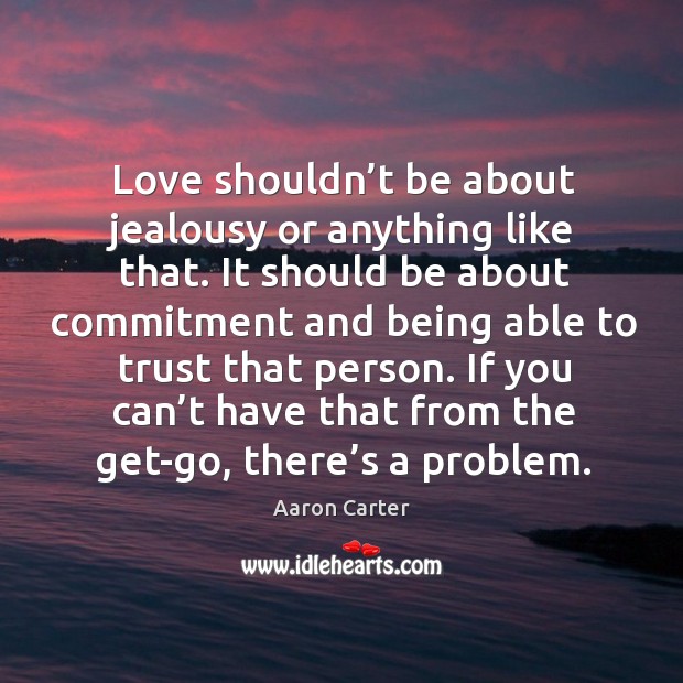 Love shouldn’t be about jealousy or anything like that. Aaron Carter Picture Quote