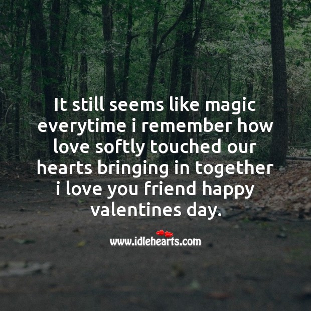 Love softly touched our hearts Valentine’s Day Quotes Image