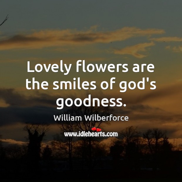 Lovely flowers are the smiles of God’s goodness. William Wilberforce Picture Quote